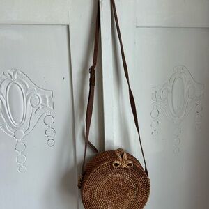 Brown Woven Crossbody Bag